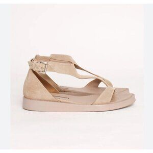 Ann Demeulemeester t-straps suede sandals, Beige, Size 9/9.5”